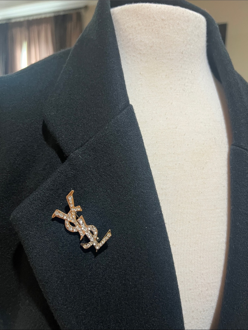 Yves Saint Laurent with Gold Logo Brooch